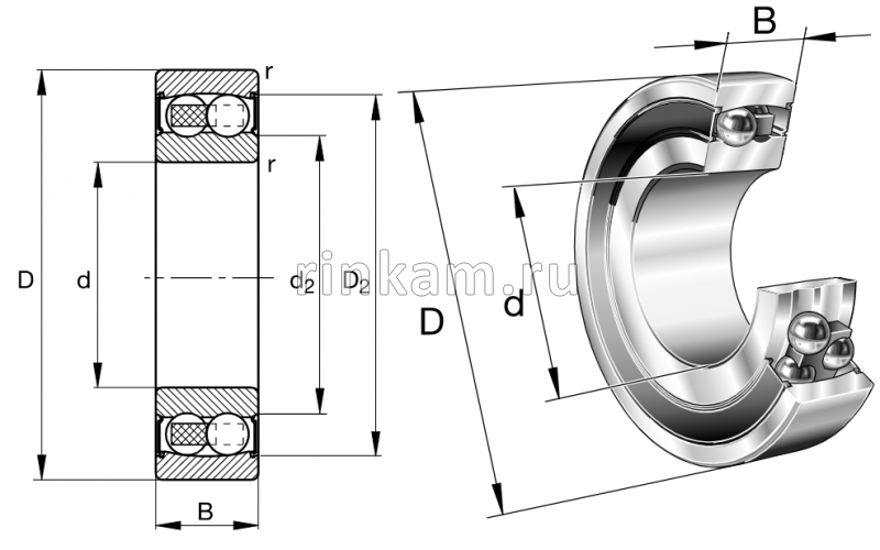 1503 Е.2RS импорт SKF (2203.E.2RS1.TN9) (фир.SKF)