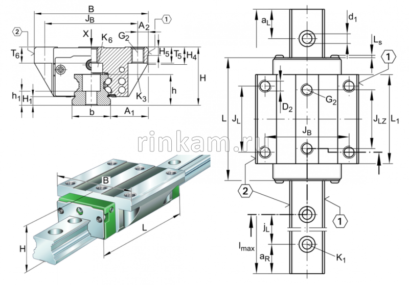 Каретка KWVE 30 B-L-G3-V1 импорт INA