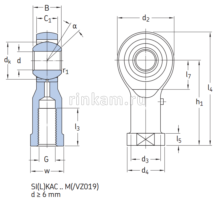 Наконечник SIKAC 22 M импорт IKO (PHS22,TSF22,GIS22,GIKR22.PB) прав.внутр.резьба,обслуж.