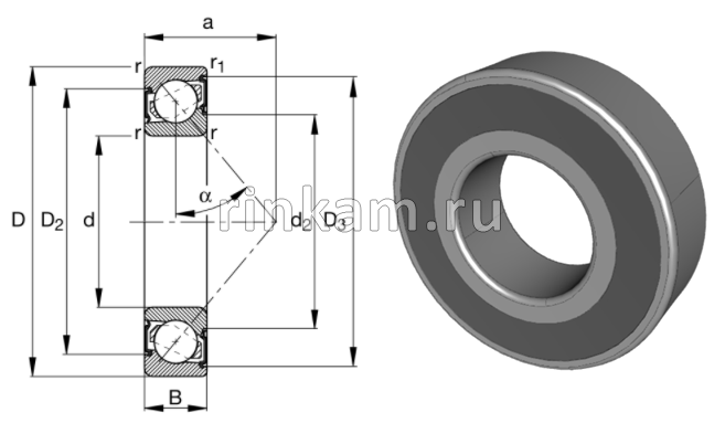 66206 Е.2RS импорт FAG (7206.B-XL-2RS-TVP)