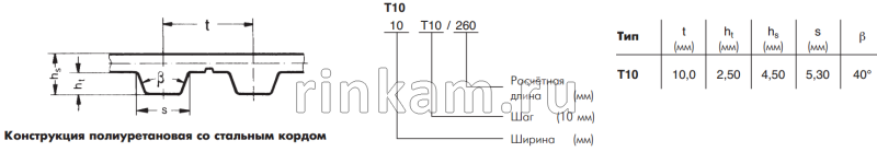Ремень T10 3950 шир.80мм L=3950мм ONLIVE