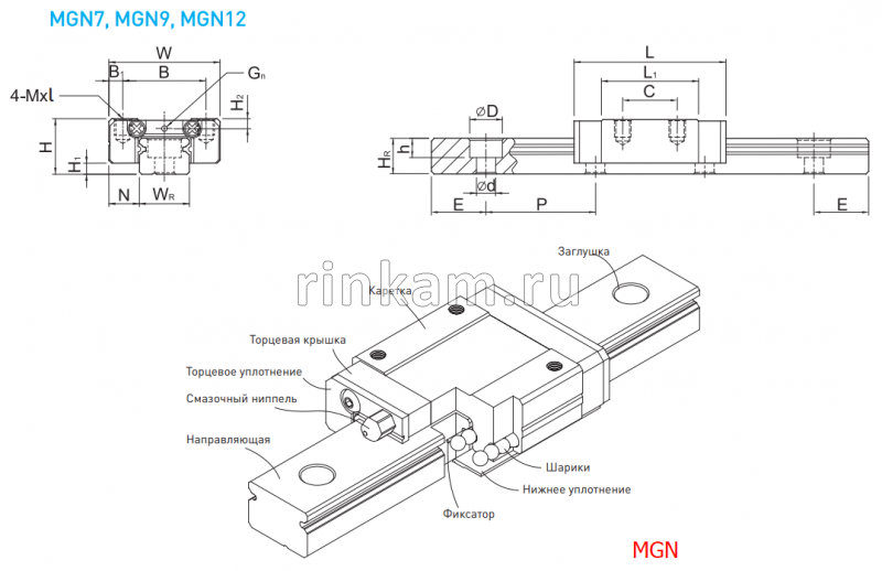 Каретка MGN 12 C.Z0.H импорт HIWIN