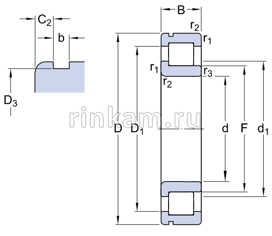 142807 Y импорт NSK (NJ2307.ENVX3, 54500006, 75600311)
