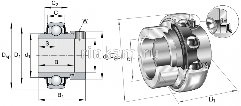 YEL 207 импорт SKF (NA207.2F) (фир.SKF)