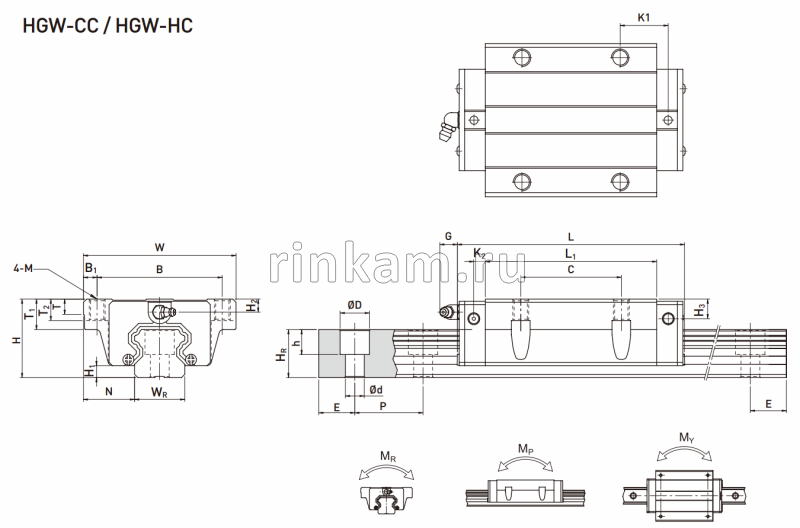 Каретка HGW 25 CC.ZA.H импорт HIWIN
